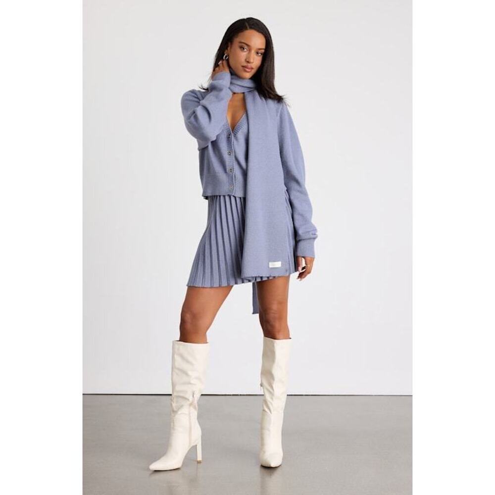 Evara Gianna Periwinkle Three Piece Sweater Dress Purple - Size XS